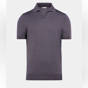 Suitsupply Purple Merino Wool Buttonless Polo